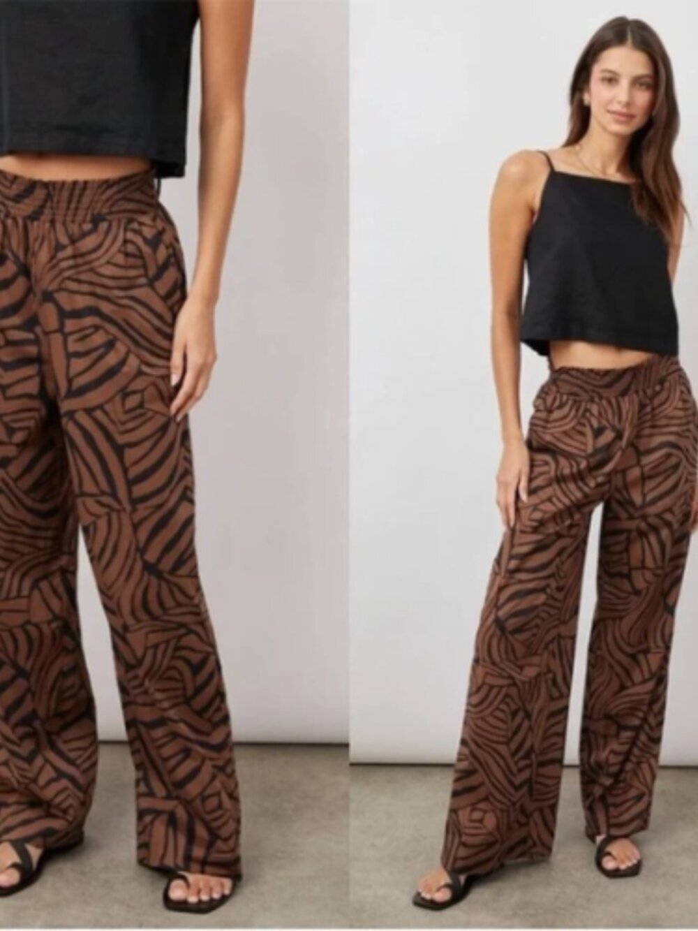 Rails Brown and Black Printed Wide-Leg Pants size XS